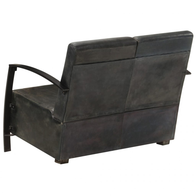 2-osobowa sofa, postarzany szary kolor, skóra naturalna
