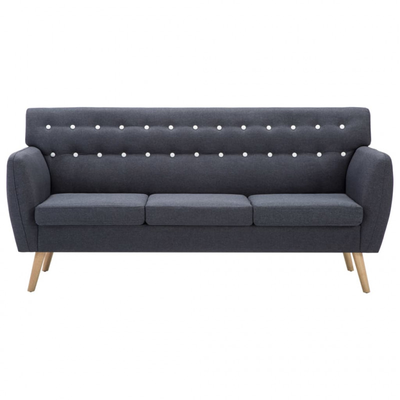 3-osobowa sofa tapicerowana tkaniną, 172x70x82 cm, ciemnoszara