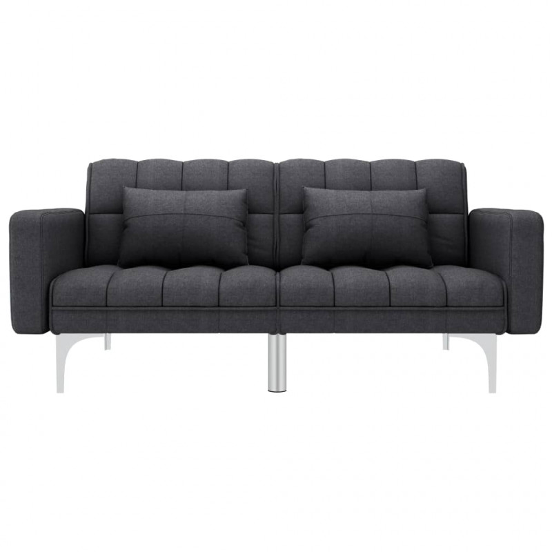 Sofa rozkładana, ciemnoszara, tapicerowana tkaniną
