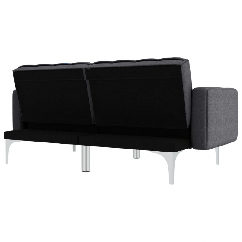 Sofa rozkładana, ciemnoszara, tapicerowana tkaniną