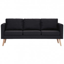 3-osobowa sofa tapicerowana tkaniną, czarna