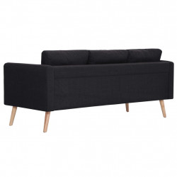 3-osobowa sofa tapicerowana tkaniną, czarna