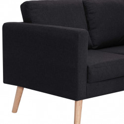 3-osobowa sofa tapicerowana tkaniną, czarna