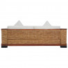 3-osobowa sofa z poduszkami, brązowa, naturalny rattan