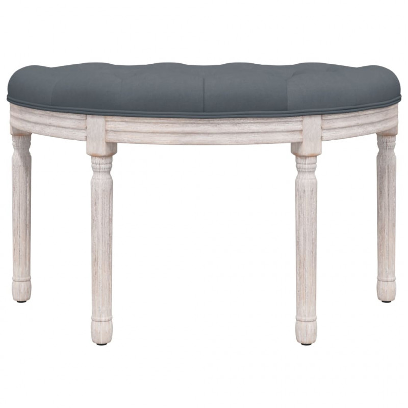 Ławka, ciemnoszara, 81,5x41x49 cm, obita aksamitem