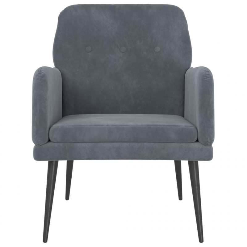 Fotel, ciemnoszary, 62x79x79 cm, obity aksamitem