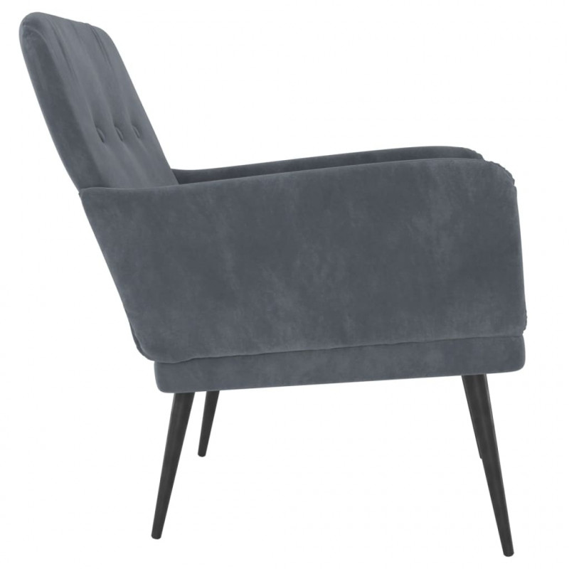 Fotel, ciemnoszary, 62x79x79 cm, obity aksamitem