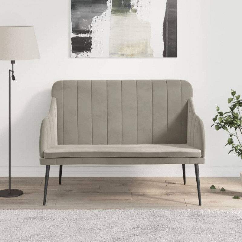 Ławka, jasnoszara, 110x76x80 cm, obita aksamitem
