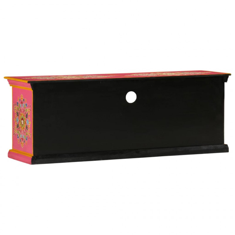 Szafka pod TV, różowa, 110x30x40 cm, lite drewno mango