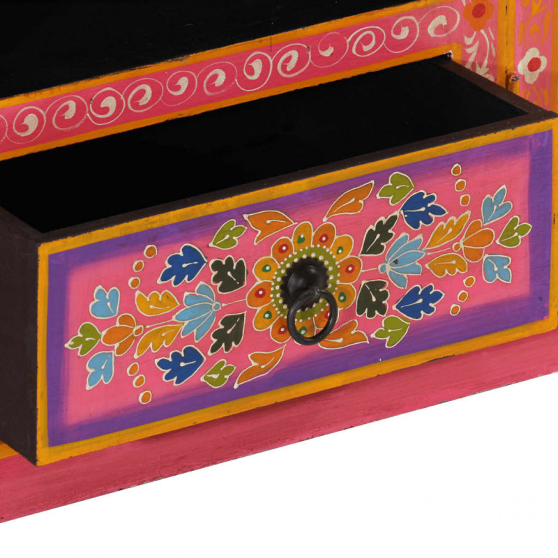 Szafka pod TV, różowa, 110x30x40 cm, lite drewno mango