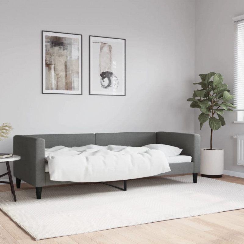 Sofa z funkcją spania, ciemnoszara, 80x200 cm, obita tkaniną