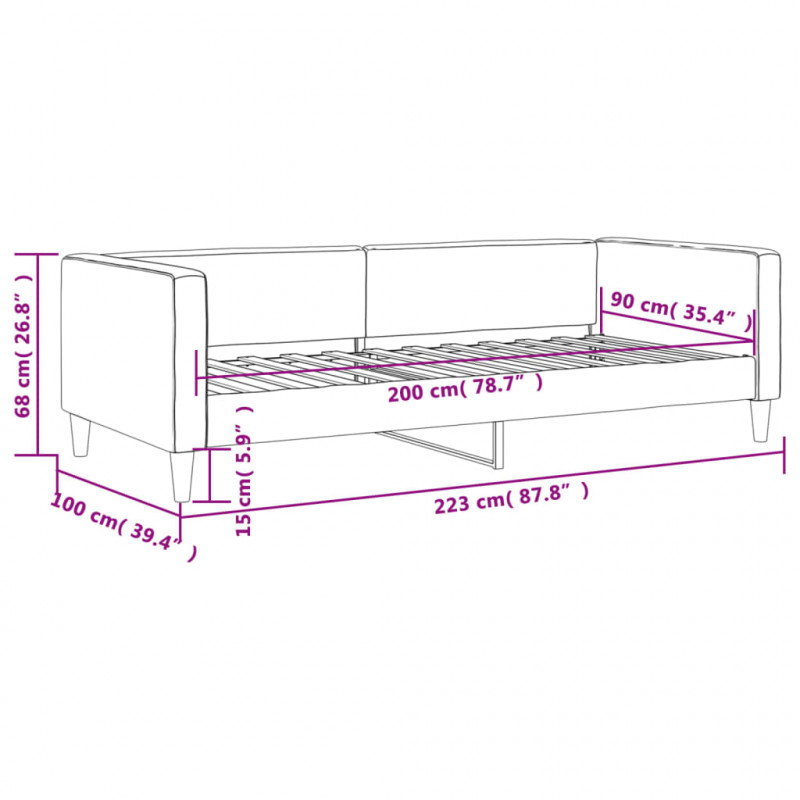Sofa z funkcją spania, czarna, 90x200 cm, obita tkaniną