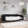 Sofa z funkcją spania, czarna, 90x200 cm, obita aksamitem