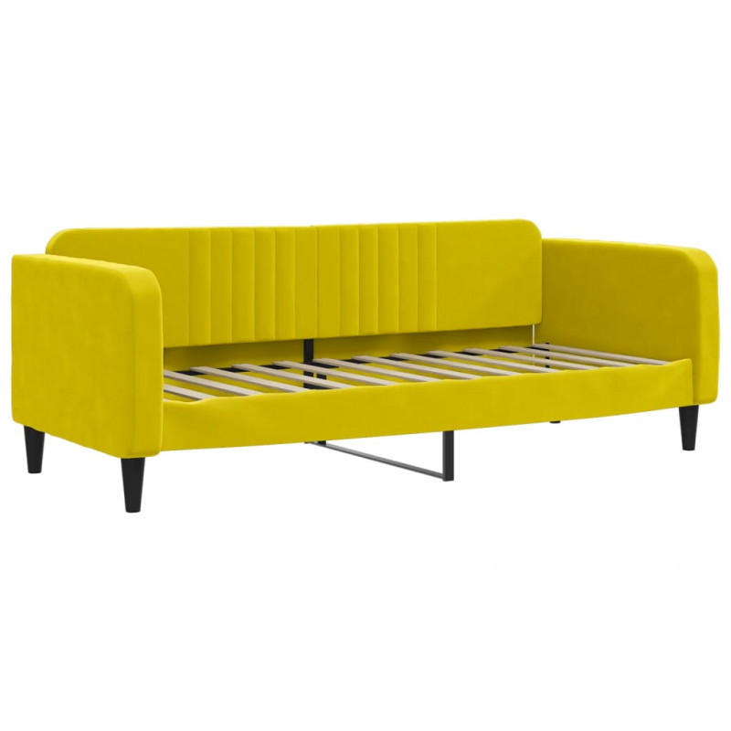 Sofa z funkcją spania, żółta, 80x200 cm, obita aksamitem