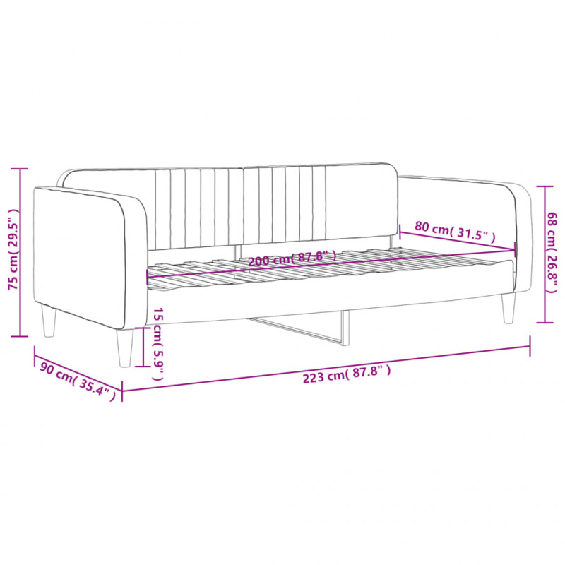 Sofa z funkcją spania, żółta, 80x200 cm, obita aksamitem
