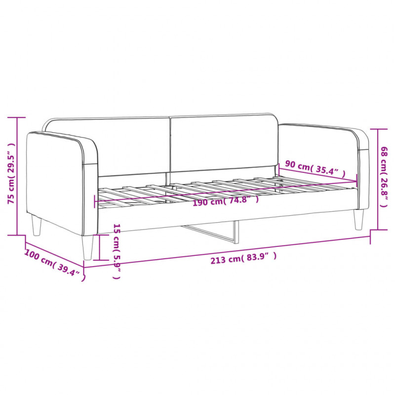 Sofa z funkcją spania, ciemnoszara, 90x190 cm, obita tkaniną