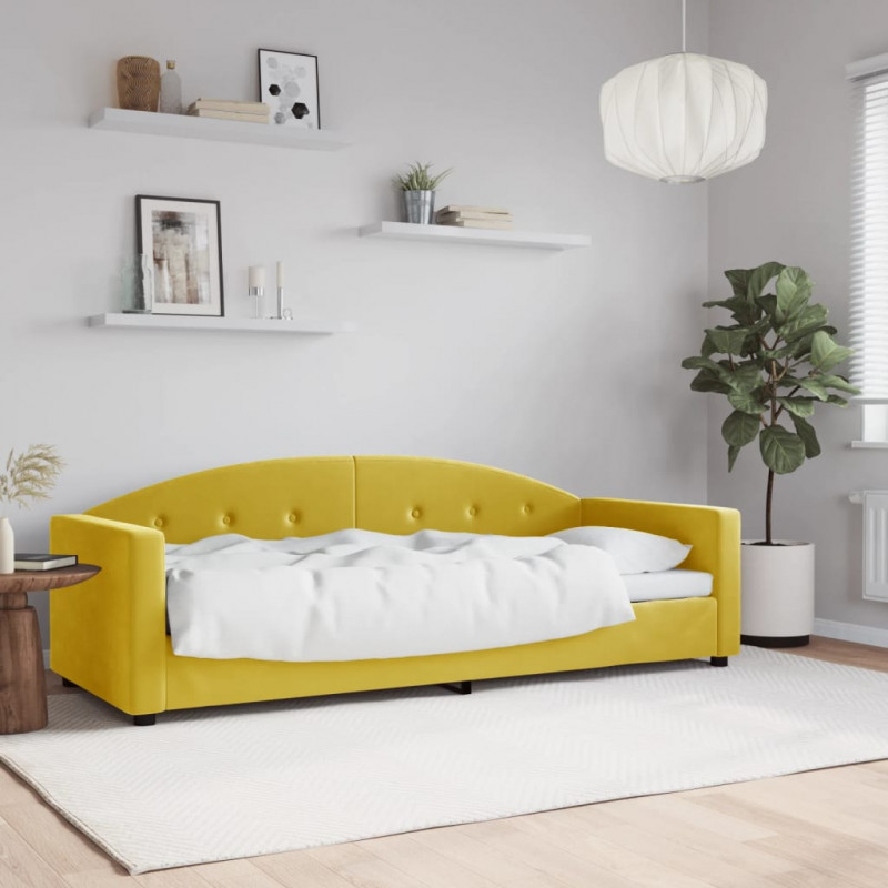 Sofa z funkcją spania, żółta, 80x200 cm, obita aksamitem