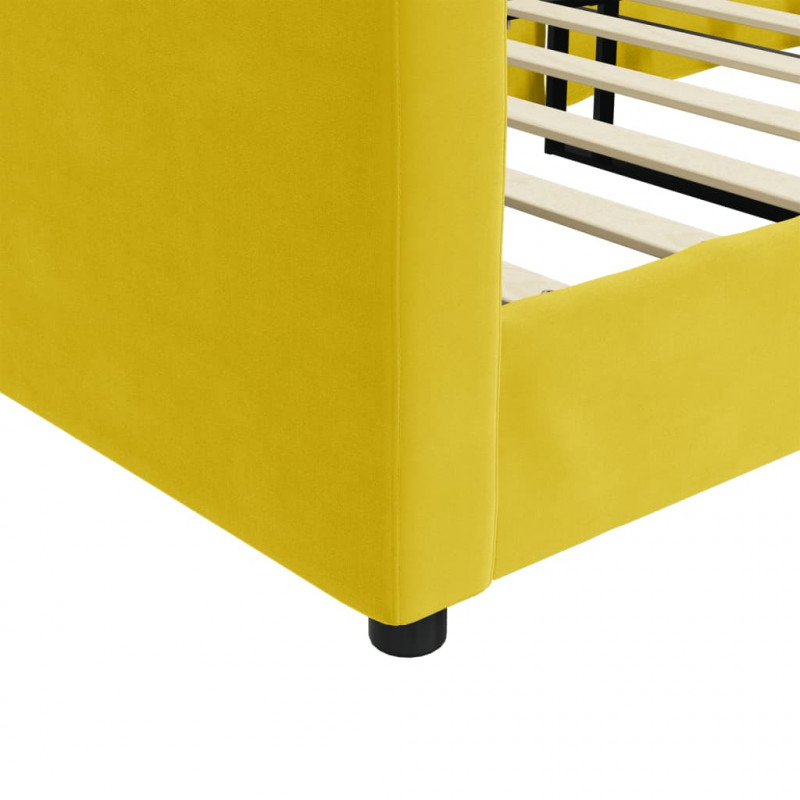 Sofa z funkcją spania, żółta, 80x200 cm, obita aksamitem