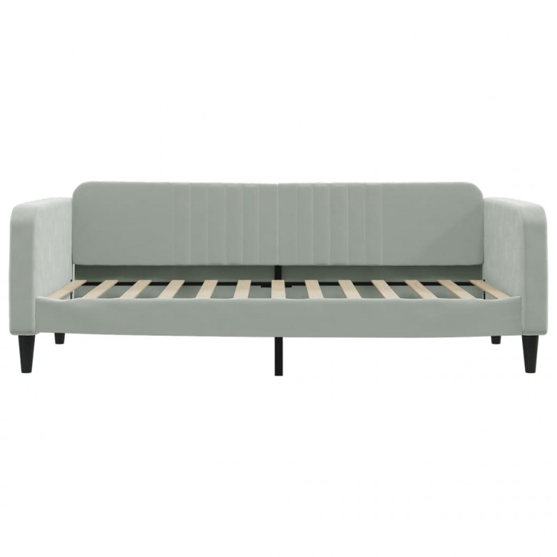 Sofa z funkcją spania, jasnoszara, 90x200 cm, obita aksamitem