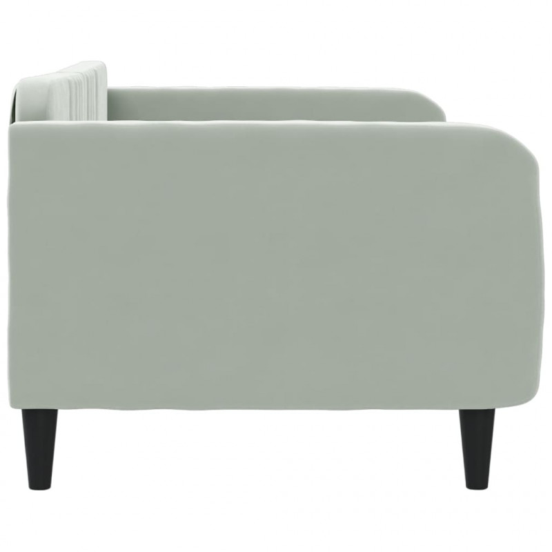 Sofa z funkcją spania, jasnoszara, 90x200 cm, obita aksamitem