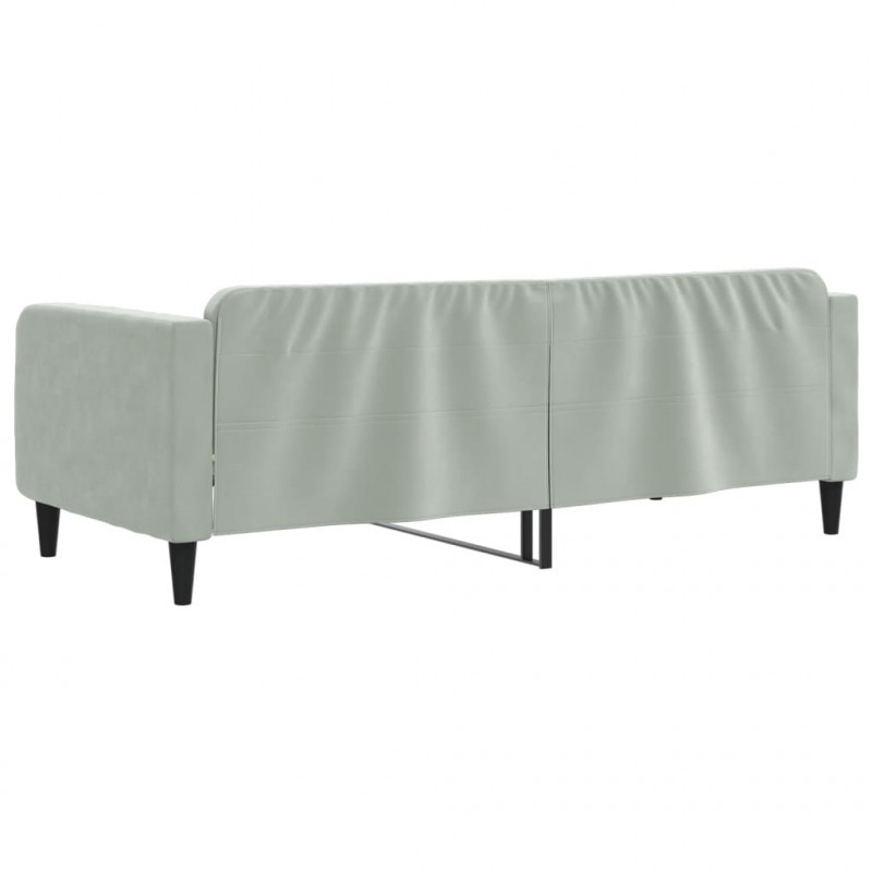 Sofa z funkcją spania, jasnoszara, 90x200 cm, obita aksamitem
