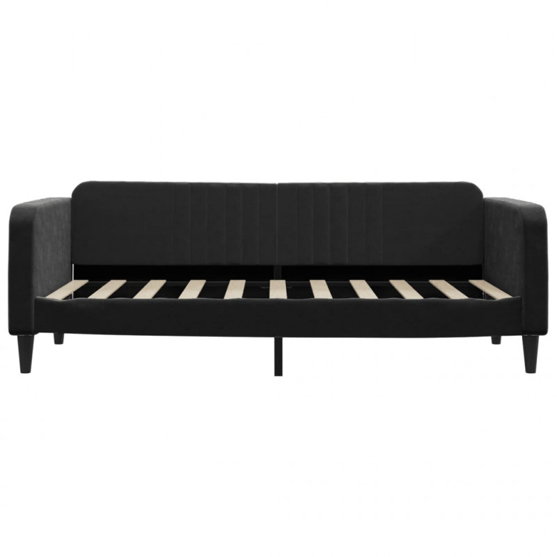Sofa z funkcją spania, czarna, 90x190 cm, obita aksamitem
