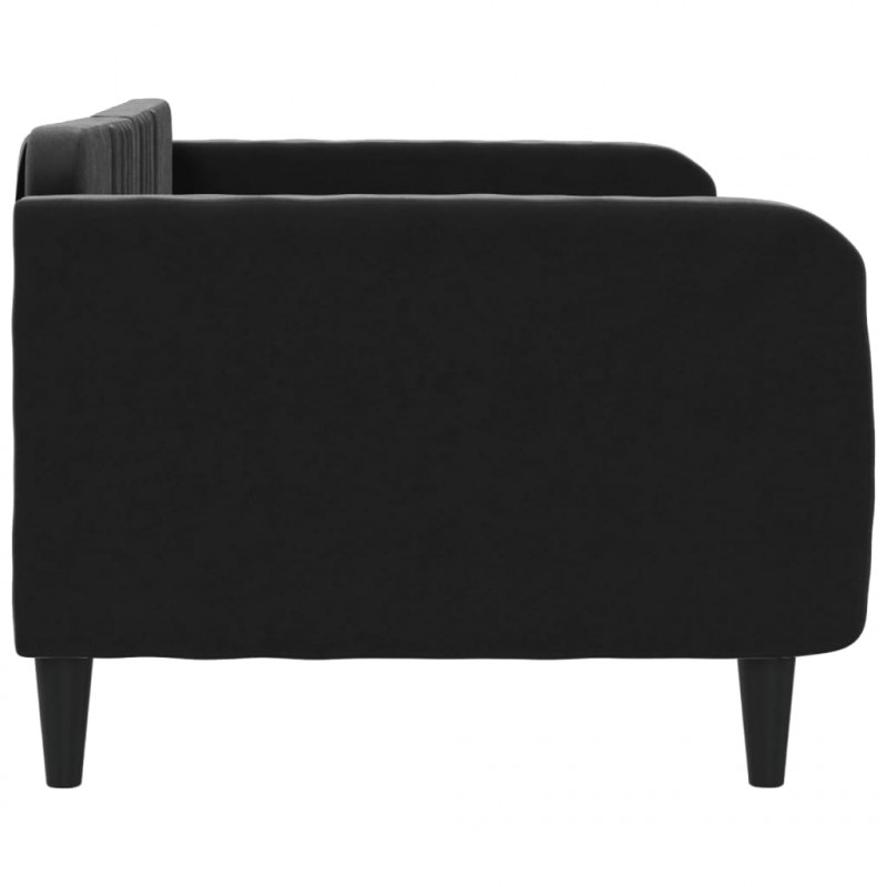 Sofa z funkcją spania, czarna, 90x190 cm, obita aksamitem