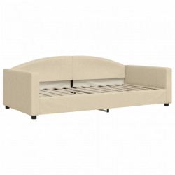 Sofa z funkcją spania, kremowa, 100x200 cm, obita tkaniną