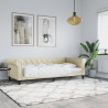 Sofa z funkcją spania, kremowa, 80x200 cm, obita sztuczną skórą