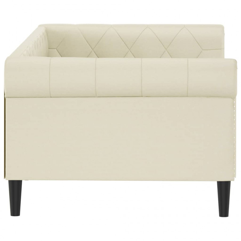 Sofa z funkcją spania, kremowa, 80x200 cm, obita sztuczną skórą