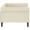Sofa z funkcją spania, kremowa, 80x200 cm, obita sztuczną skórą