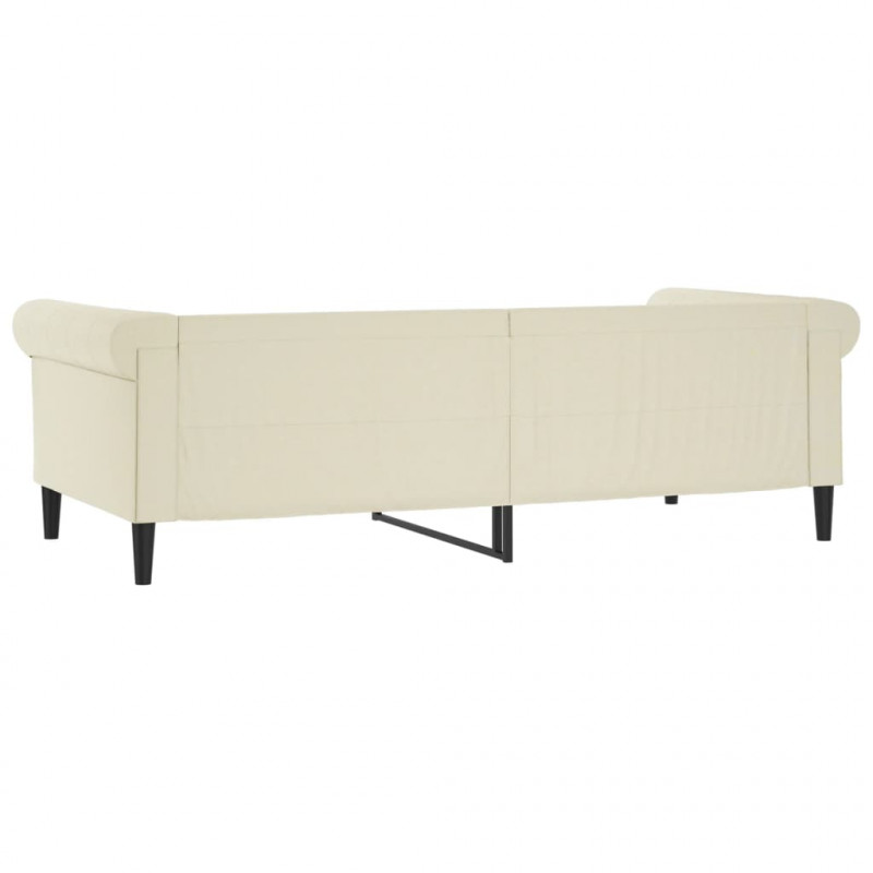 Sofa z funkcją spania, kremowa, 80x200 cm, obita sztuczną skórą