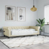 Sofa z funkcją spania, kremowa, 100x200 cm, sztuczna skóra