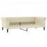 Sofa z funkcją spania, kremowa, 100x200 cm, sztuczna skóra