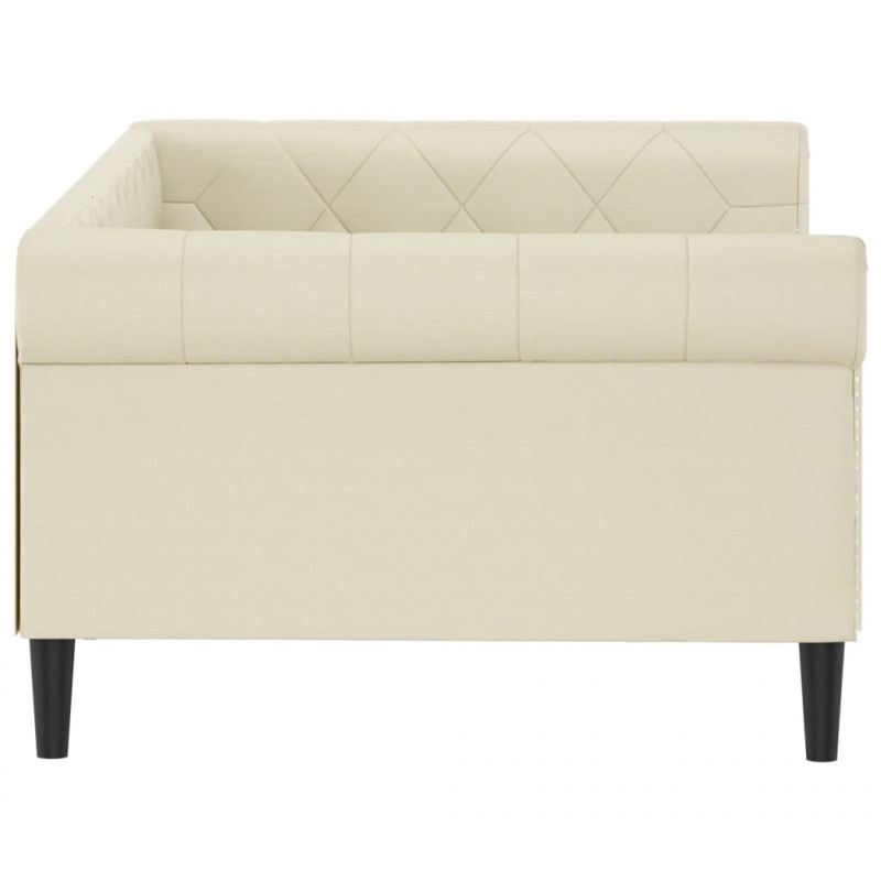 Sofa z funkcją spania, kremowa, 100x200 cm, sztuczna skóra