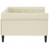 Sofa z funkcją spania, kremowa, 100x200 cm, sztuczna skóra
