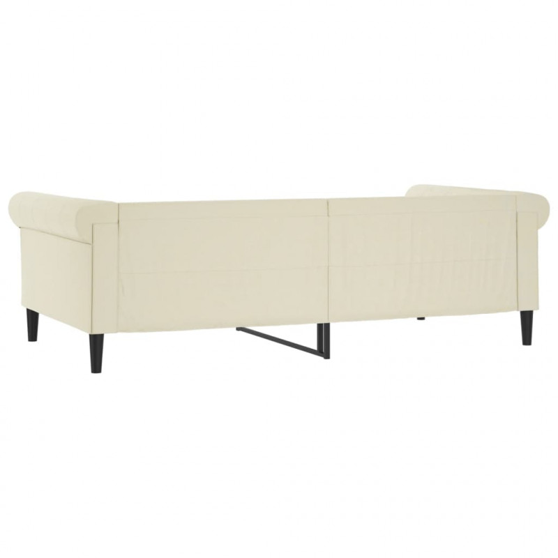 Sofa z funkcją spania, kremowa, 100x200 cm, sztuczna skóra