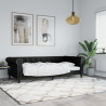 Sofa z funkcją spania, czarna, 90x200 cm, obita sztuczną skórą