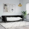 Sofa z funkcją spania, czarna, 100x200 cm, obita sztuczną skórą