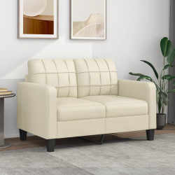 2-osobowa sofa, kremowy, 120 cm, sztuczna skóra