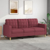 Sofa 3-osobowa, winna czerwień, 180 cm,tapicerowana tkaniną