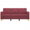 Sofa 3-osobowa, winna czerwień, 180 cm,tapicerowana tkaniną