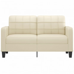 2-osobowa sofa, kremowy, 140 cm, sztuczna skóra