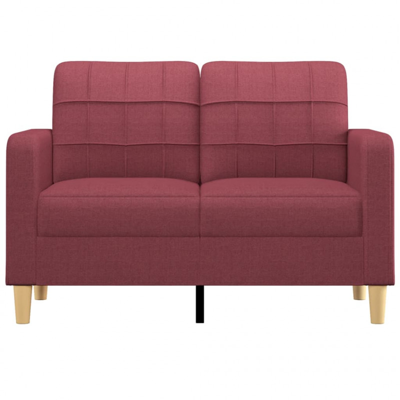 Sofa 2-osobowa, winna czerwień, 120 cm, tapicerowana tkaniną