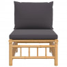 Środkowa sofa ogrodowa z ciemnoszarymi poduszkami, bambusowa