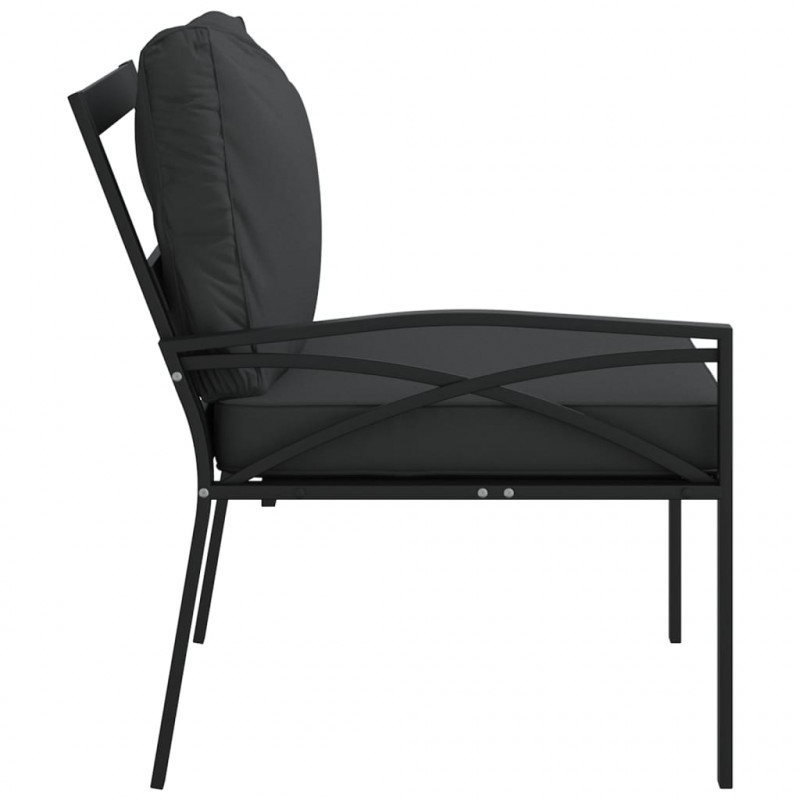 Krzesła ogrodowe z szarymi poduszkami, 2 szt, 62x75x79 cm, stal