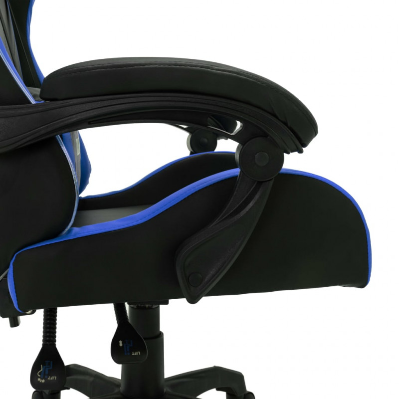 Fotel dla gracza z RGB LED, niebiesko-czarny, sztuczna skóra