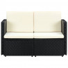 2-osobowa sofa ogrodowa z poduszkami, polirattan, czarna