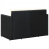 2-osobowa sofa ogrodowa z poduszkami, polirattan, czarna
