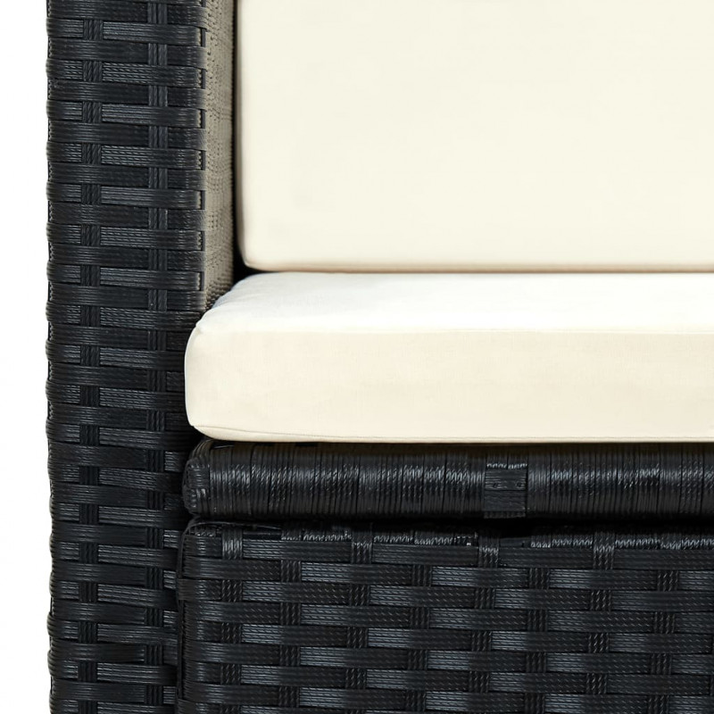 2-osobowa sofa ogrodowa z poduszkami, polirattan, czarna